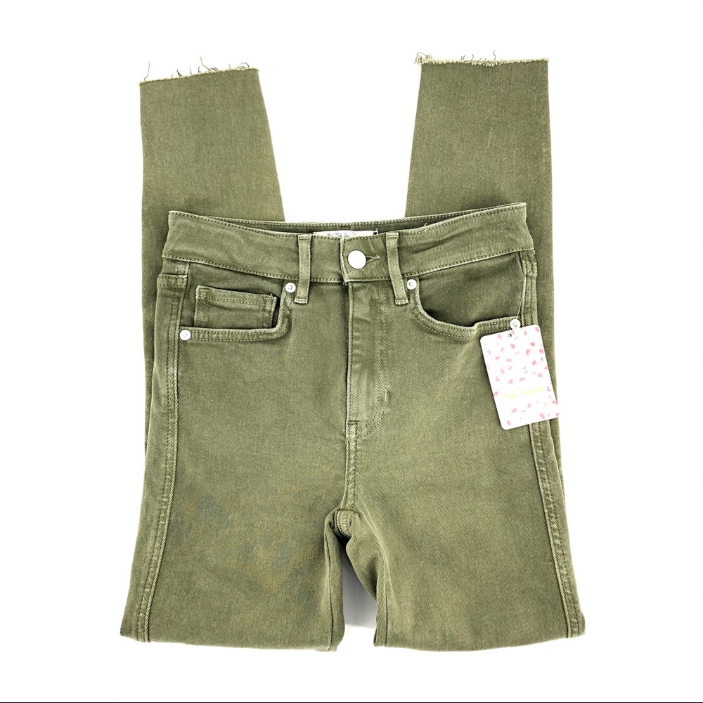 Free People Green High Rise Frayed Hem Jeggings - Picture 2 of 7